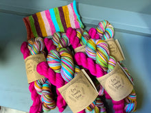 Self striping sock set with a rare stitch!