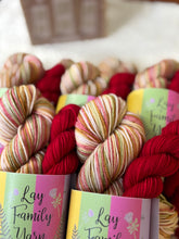 Gingerbread house self striping yarn