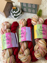 Gingerbread house self striping yarn